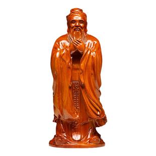 花梨木雕圣人孔子摆件家用玄关实木孔夫子办公桌面孔子像开业礼品