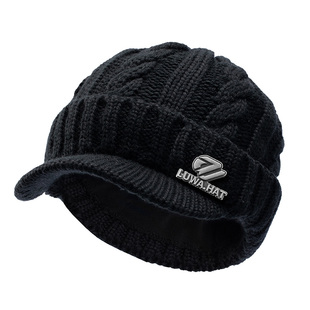 路瓦冬季帽子男中老年羊毛保暖防寒针织毛线帽户外骑行护耳加绒帽