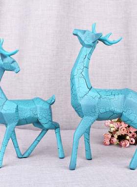 树脂工艺品 欧式创意情侣麋鹿家居装饰品 客厅酒柜摆件 婚庆礼品