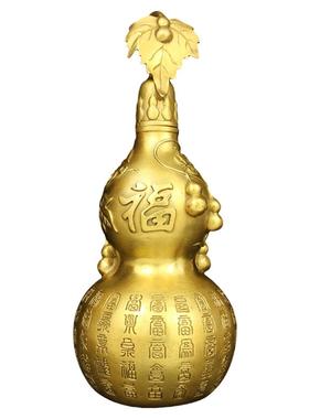 纯黄铜百福开盖客厅玄关葫芦摆件