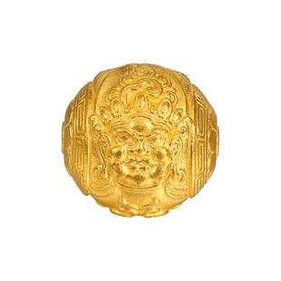 老克勒黄金古法錾刻财神转运珠足金手链手串串珠圆珠路路通男女新