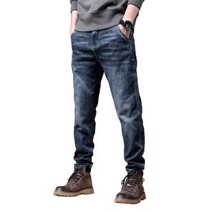高弹力宽松牛仔裤男小脚长裤休闲男裤子冬季美式痞帅潮牌高端秋冬