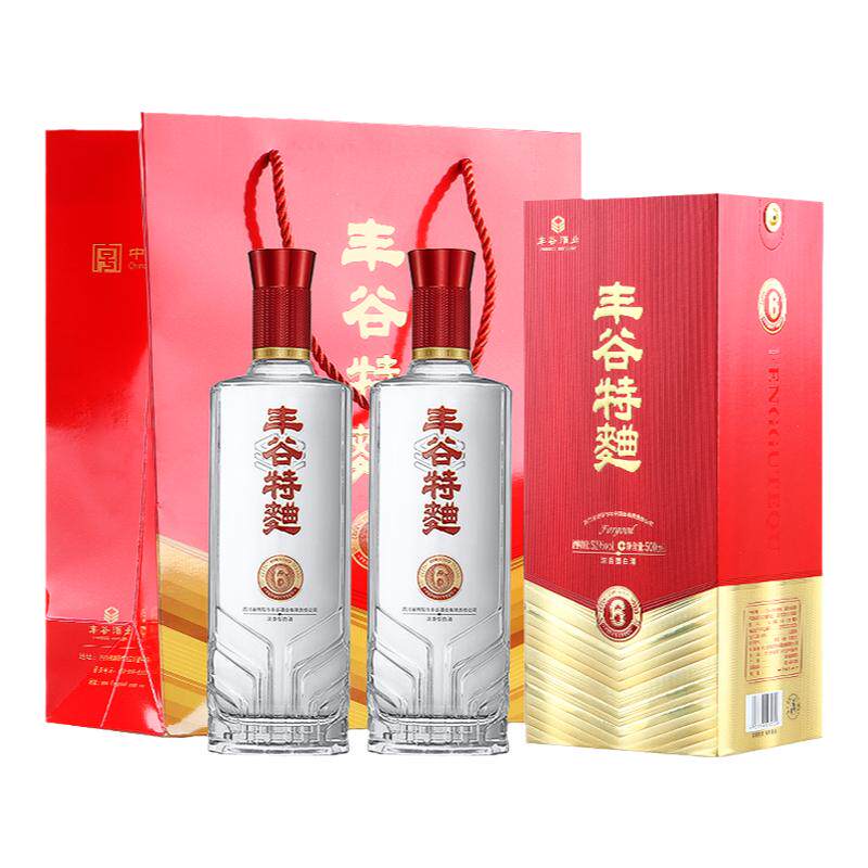 丰谷特曲6  固态法白酒 52度浓香型白酒 500ml*2瓶 配拎袋
