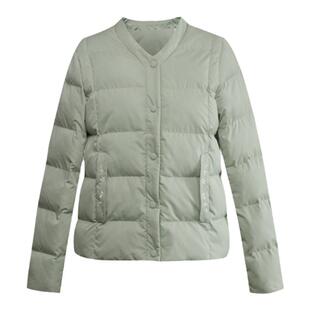纻衣绿色V领棉服女短款2025冬季新品绣花羽绒棉衣薄款高级感外套