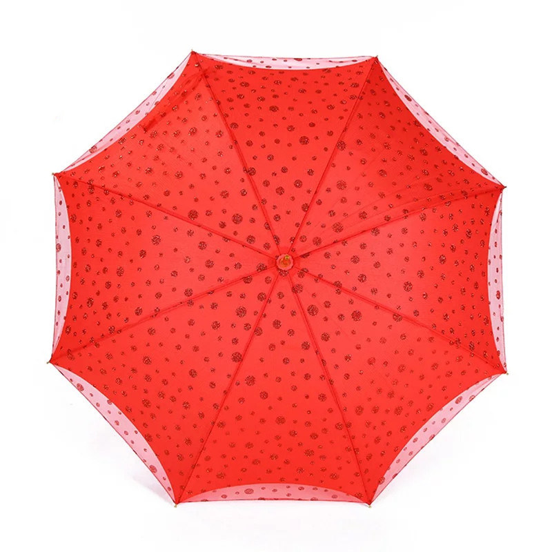 红伞蕾丝花边新娘伞婚庆结婚伞大红色雨伞长柄复古婚礼婚伞女