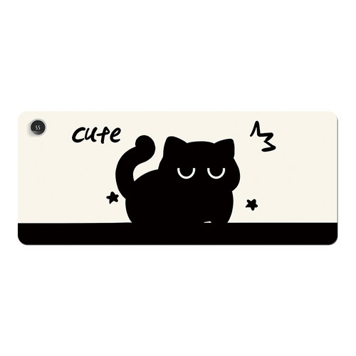 可爱黑猫加热鼠标垫超大桌面极简ins保暖学生宿舍桌垫男女生卡通暖手防水书桌垫办公室冬季发热笔记本键盘垫