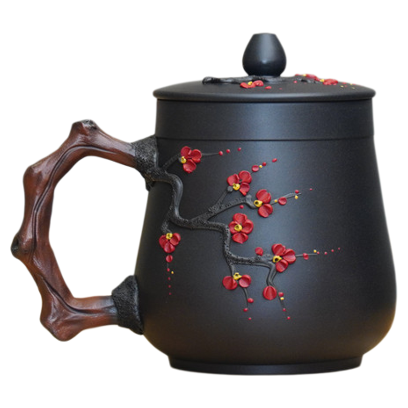 梅兰竹菊分茶器皿礼品茶具办公手工陶瓷带盖泡品茗杯茶水杯茶杯