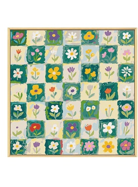 格子花朵diy数字油画装饰画