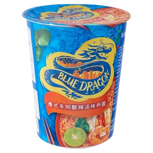 蓝龙泰式杯面泰国进口泰式冬阴味青咖喱桶装面干拌面泡面口味任选