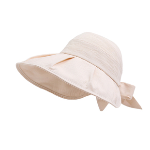 夏季大檐空顶防晒帽女可折叠遮阳帽蝴蝶结户外防晒宽檐显脸小帽子