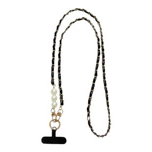 【高乐多】手机挂绳长款斜挎皮卡链珍珠背带卡条式通用手机绳ins女款时尚防断金属链可拆卸挂扣多用包包链