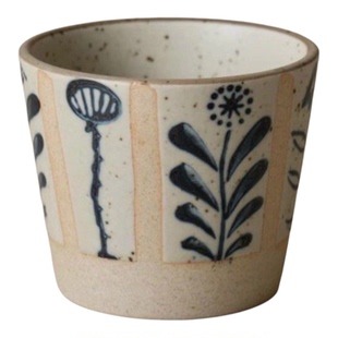 手作百草花猪口杯.粗陶青花手绘咖啡拉花杯创意家用下午茶/出丹麦