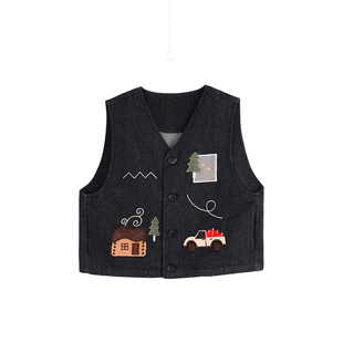 砚台家童装男童牛仔套装春季外套薄款宝宝衣服马甲小儿童裤子洋气