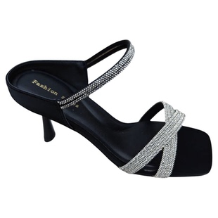 细高跟凉鞋女2026夏季露趾配裙子的鞋子水钻交叉一字带外穿凉拖鞋