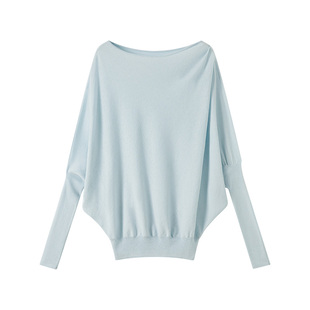 CROWNLESS未冕26春季新品天丝棉针织 多穿法一字领抽褶蝙蝠袖上衣