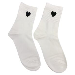 ETNA韩国东大门女袜东大门简约白色袜子爱心中筒袜学生运动短袜