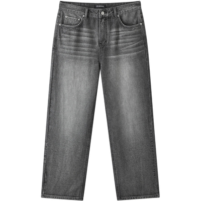 gxg.jeans男装 深灰色复古水洗宽松直筒牛仔长裤男裤 25年秋新品