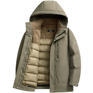 雪中飞羽绒服男款冬季外套连帽加厚内胆可脱卸鸭一衣三穿鸭绒服装