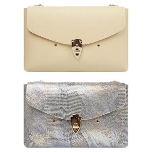 万蔻ALIAS系列双面双色梅子青赤缇牙色老银猫头鹰换脸信封斜挎包