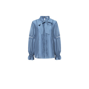 D-HARRY/迪哈利春秋新款复古通勤蓝色百搭长袖衬衫DH241R96886D