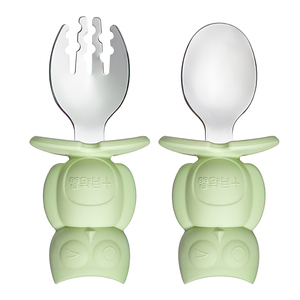 十月结晶儿童学吃饭训练勺子婴儿短柄不锈钢叉勺宝宝餐具套装辅食