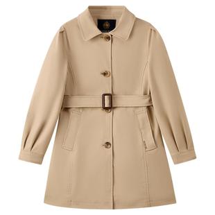 【三防】eland kids衣恋童装女童外套26年春新品英伦风中长款风衣