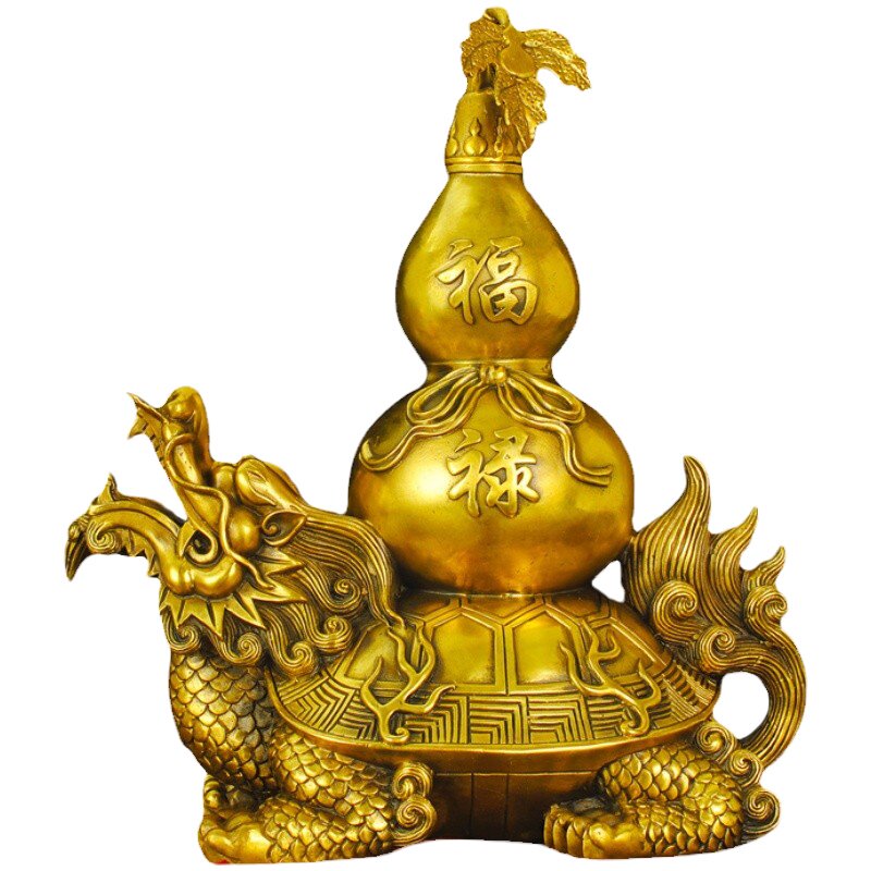 纯铜龙龟葫芦摆件开盖福禄装饰品