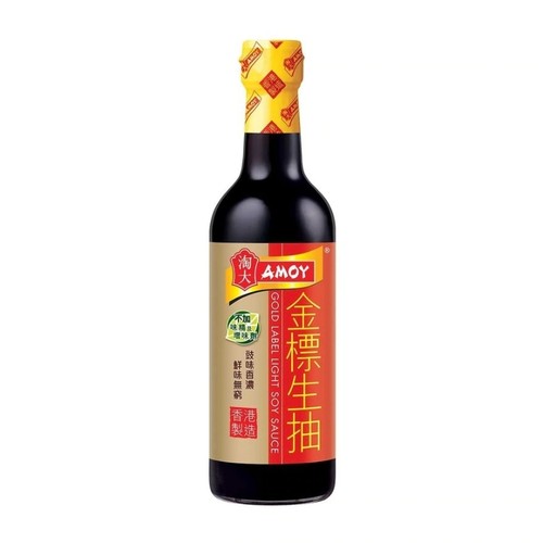 金冠卖家 港版AMOY/淘大酱油系列 金标生抽 500ml 不加增味剂