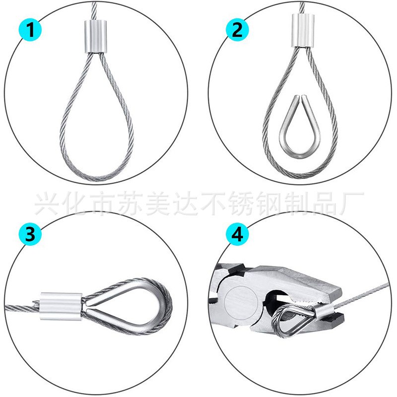 户外灯球形串灯悬挂套件 304不锈钢丝绳pvc电缆线旋转扣眼钩