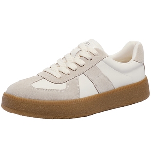 百丽男鞋午逅休闲小白鞋冬新复古运动德训鞋加绒板鞋A1703CM4