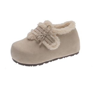 白色内增高厚底全包勃肯鞋女2026新款冬季加绒加厚平软底百搭棉鞋