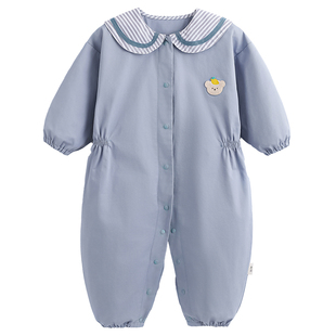 宝宝纯棉连体衣婴幼儿透气宽松爬爬服可外穿羽绒服防脏罩衣春秋冬