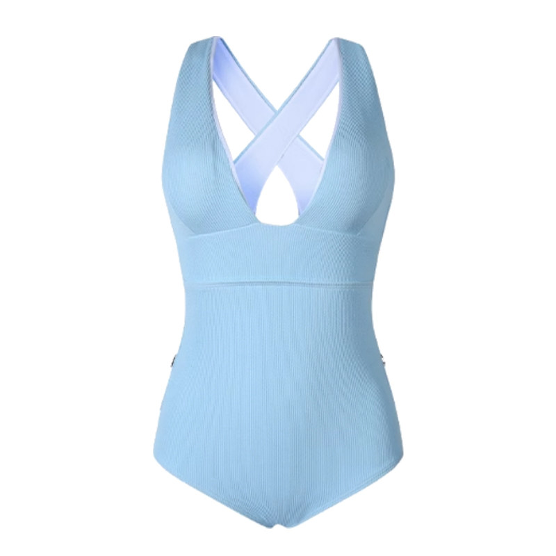 玫瑰的故事刘亦菲同款泳衣2025新款高级感性感显瘦连体蓝色泳装