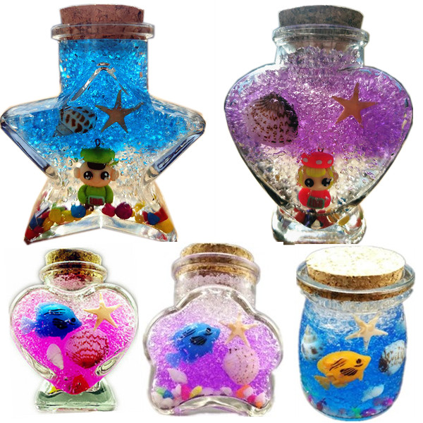 diy手工活动彩虹海洋瓶星空瓶水宝宝材料木塞漂流瓶许愿玻璃瓶子