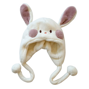 女童帽子2024新款秋冬可爱超萌兔子加厚保暖女宝宝儿童毛绒帽冬天