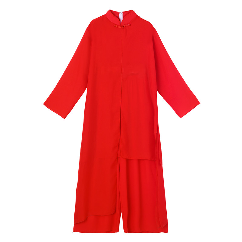 中式男长袖立领飘逸太极服练功服