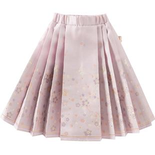 戴维贝拉儿童半身裙女童中国风马面裙女宝宝春装汉服裙子童装