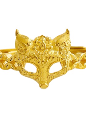 999足金黄金实心活口狐狸戒指