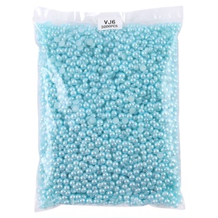 优品珍珠6mm5千颗ABS彩色美甲珍珠平底半面半圆珍珠 diy服饰配件