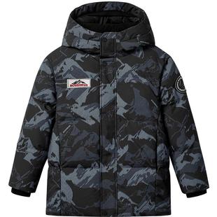 波司登儿童羽绒服男童户外迷彩印花短款面包服极寒外套暖额护颈