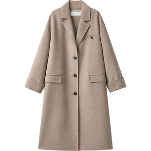 播倪妮同款商场同款单排扣西装领24冬中长款羊毛呢外套BDR4AD3707