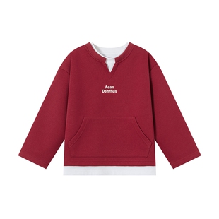 多多家男童卫衣假两件2026春装新款春秋季儿童男孩印花帅气上衣潮