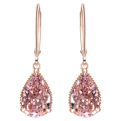 18k玫瑰金彩金高碳粉钻女防过敏