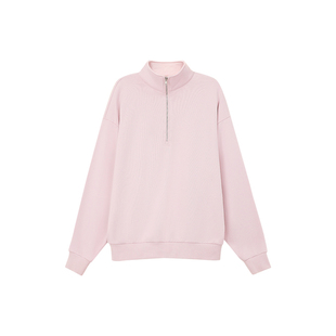 POET WONG【天菜好穿】100棉加绒小立领半拉链松弛时髦少女感卫衣