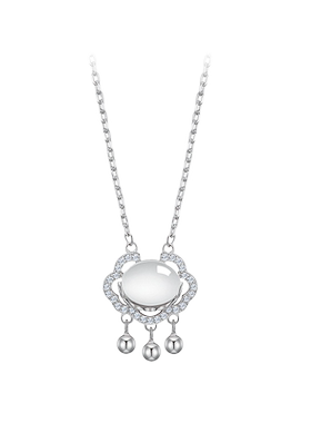 纯银玉髓平安锁项链复古高级感