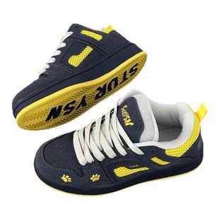 港风小众深蓝黄休闲运动鞋男鞋2025年秋季情侣美式复古面包鞋板鞋