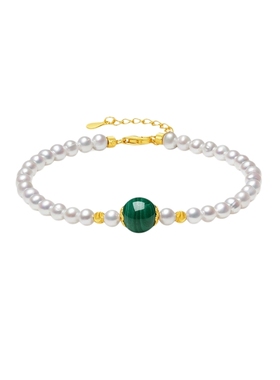 周六福淡水珍珠手链女青玉珍珠手饰S925银优雅送女友圣诞礼物