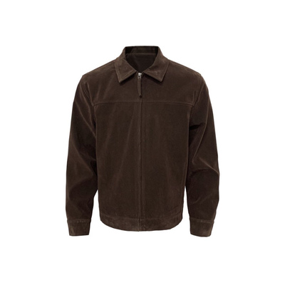 巴恩夹克深咖仿牛绒复古翻领外套