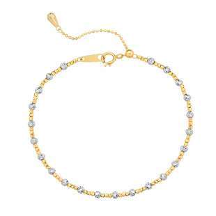 星河 黄白双色18k金手链手镯女爆闪素链AU750彩金轻奢高级感手链