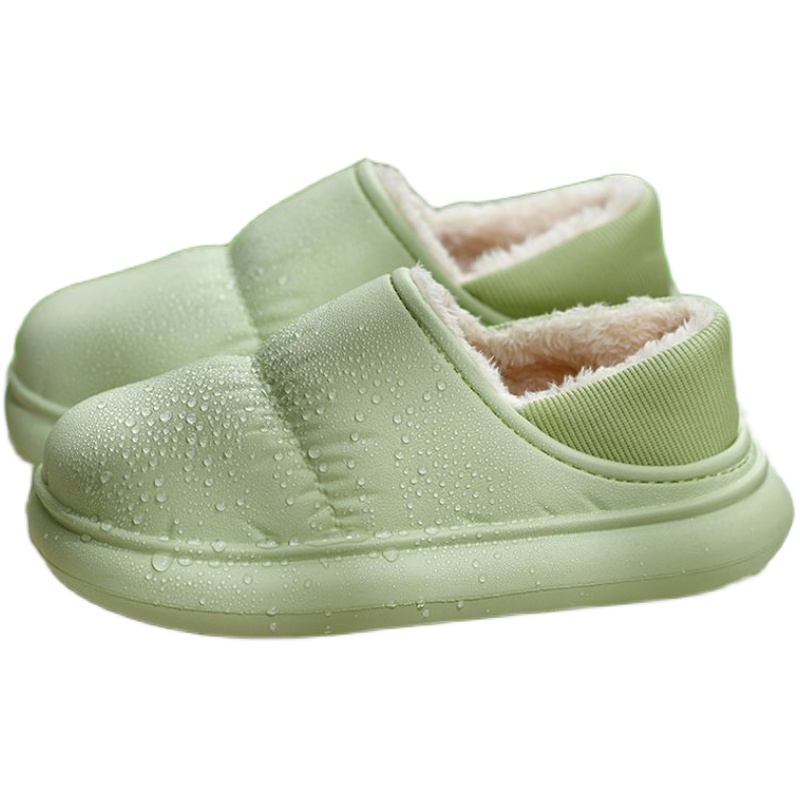 防水棉拖鞋女士秋冬季居家保暖厚底情侣防滑月子鞋外穿包跟棉鞋男